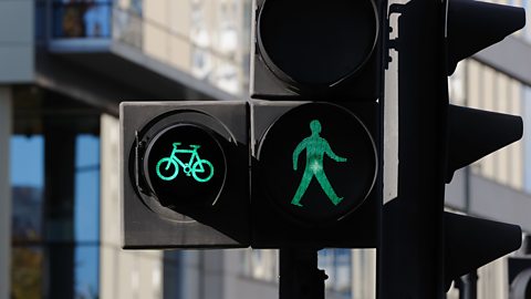 Green man and bike traffic lights