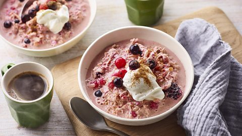 Apple, pear and berry bircher