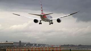 An American Airlines Boeing 787-8 Dreamliner is landing at Barcelona Airport in Barcelona, Spain, on March 25, 2024