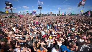 Crowds at Glastonbury Festival at the weekend