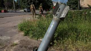 An unexploded shell in Lysychansk, 10 June
