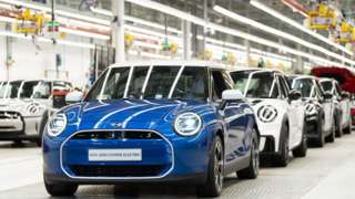 The new Mini Cooper Electric on the production line at the BMW Mini plant at Cowley in Oxford