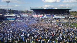 Bristol Rovers' Memorial Ground following their promotion victory