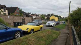 Vintage cars on Meendhurst Road, Cinderford
