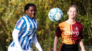 Falone Sumaili (left) in action for Huddersfield Town Women
