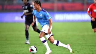 Leroy Sane of Man City in action in the Premier League Asia trophy v West Ham