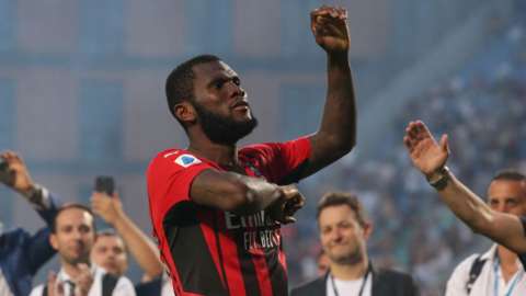 Ivory Coast's Franck Kessie celebrating a win for AC Milan