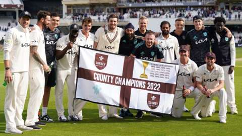 Surrey celebrate after ainning the County Championship