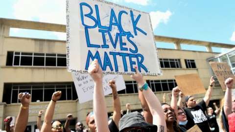 Demonstrators protest against the Akron police shooting death of Black man Jayland Walker in Akron, Ohio, U.S. July 3, 2022.