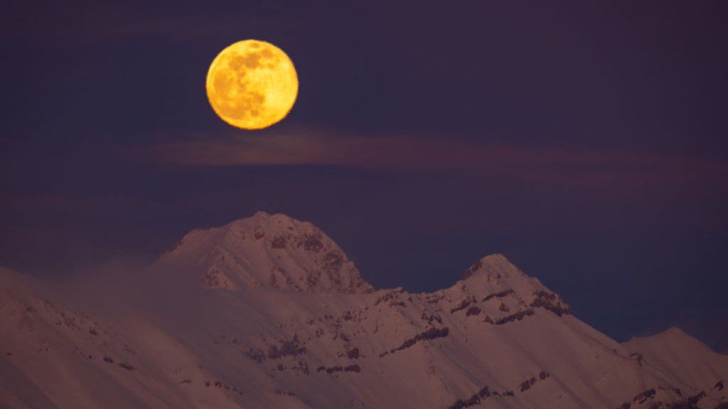 Big moon over mountains