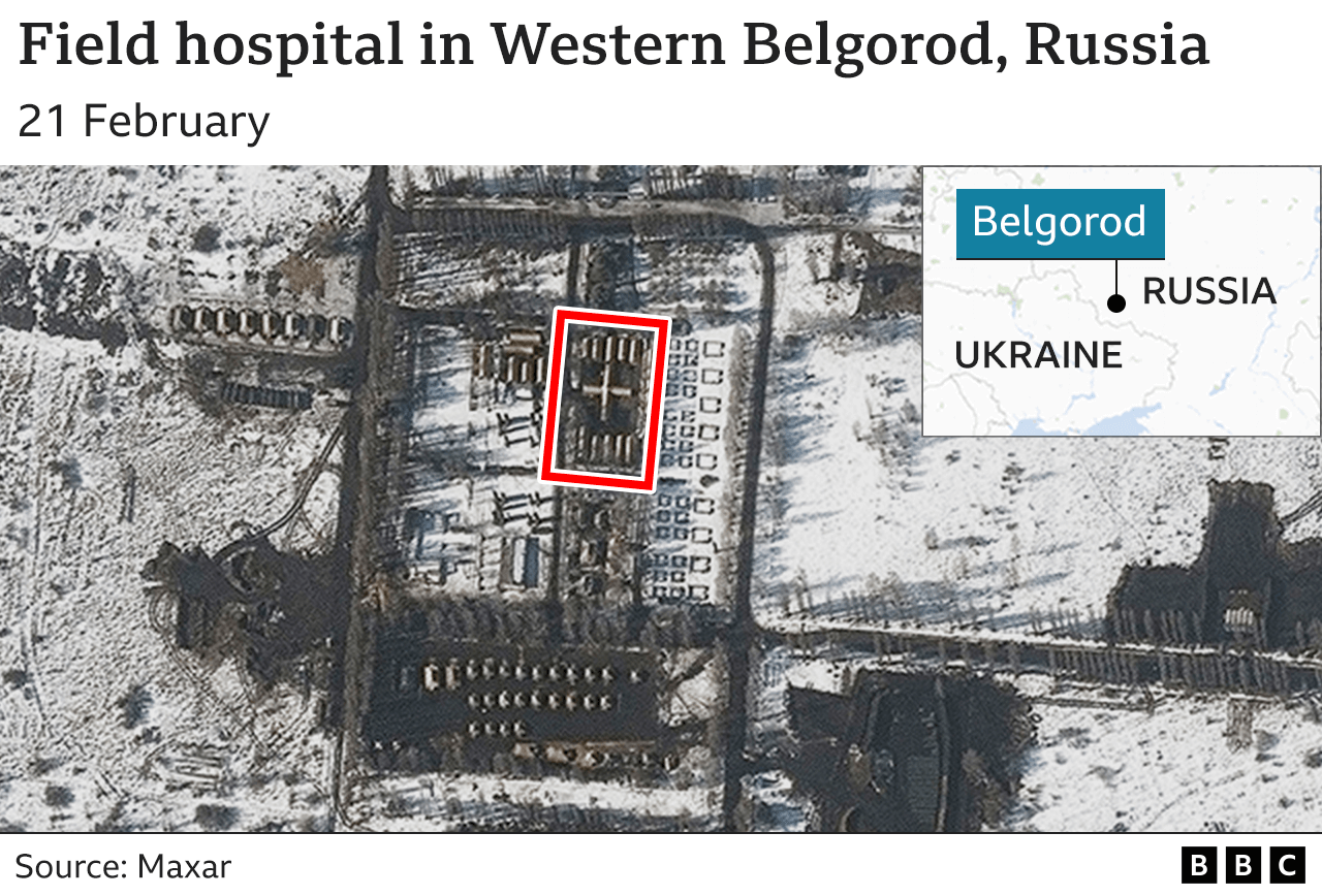 Satellite image showing a new field hospital in Belarus