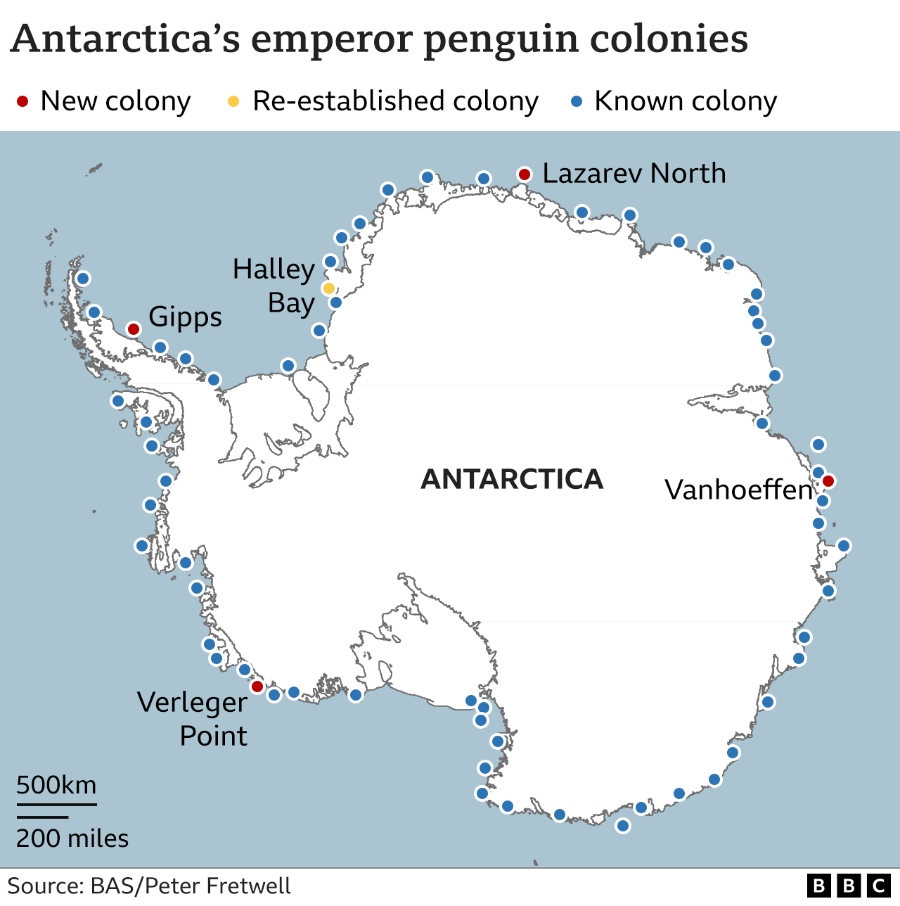 Position of penguin colonies