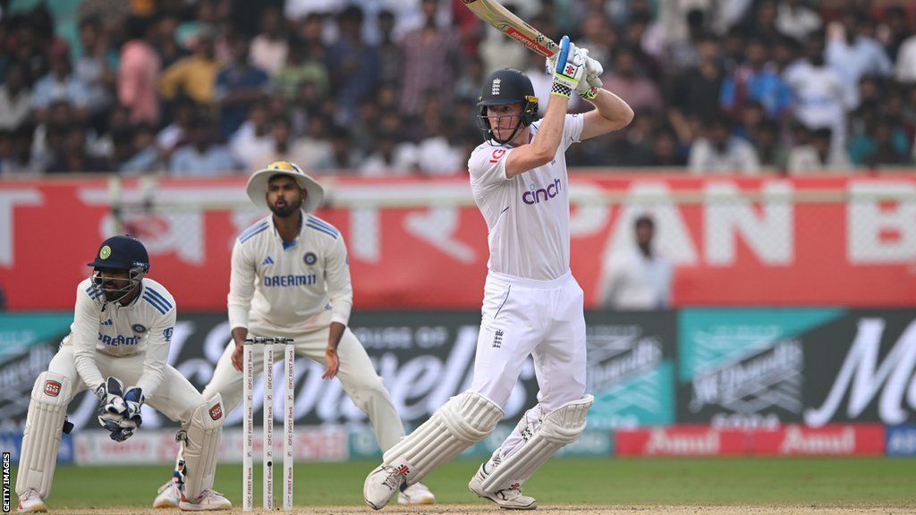 England's Zak Crawley plays a shot in the second Test against India