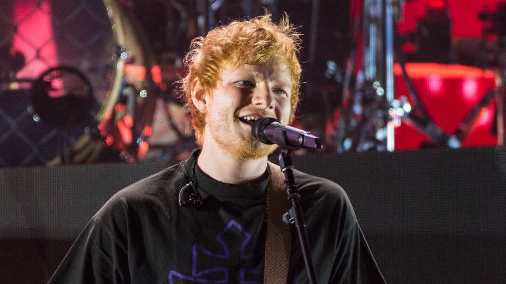 Ed Sheeran on stage at Reading Festival