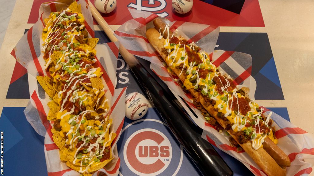 Example of the nachos and hot dogs that will be available at the MLB London Series in 2023