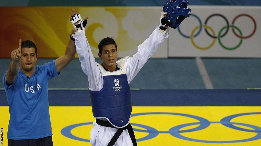 Jean Lopez (left) and Steven Lopez (right) at the 2008 Olympics