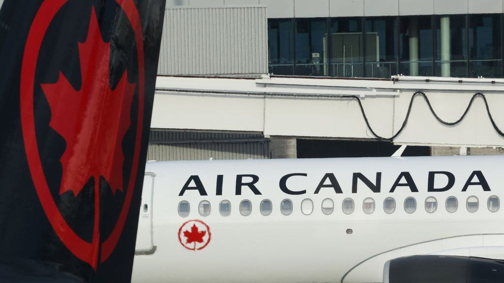 Air Canada planes are seen at the Toronto Pearson Airport in Toronto, Canada on June 12, 2023.
