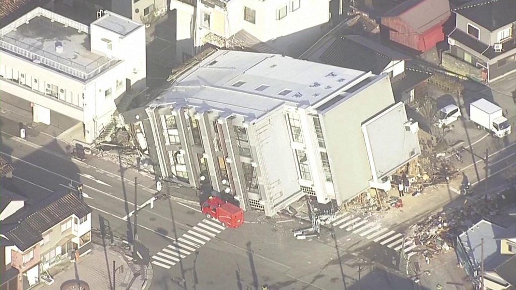 Toppled building in Japan