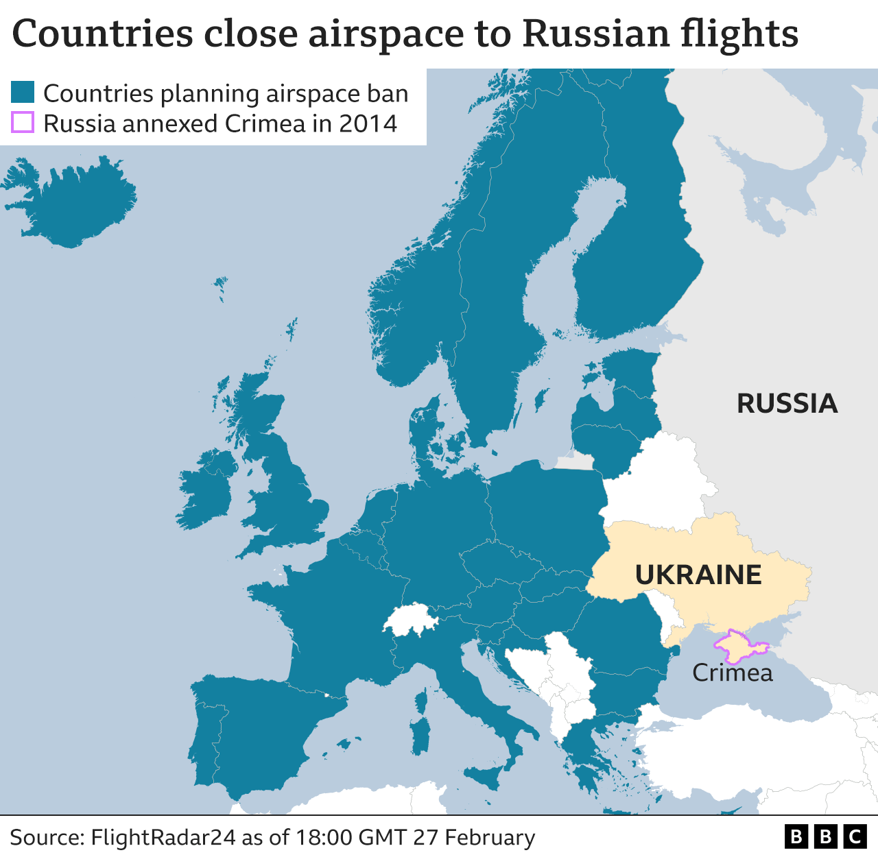 Map showing European airspace