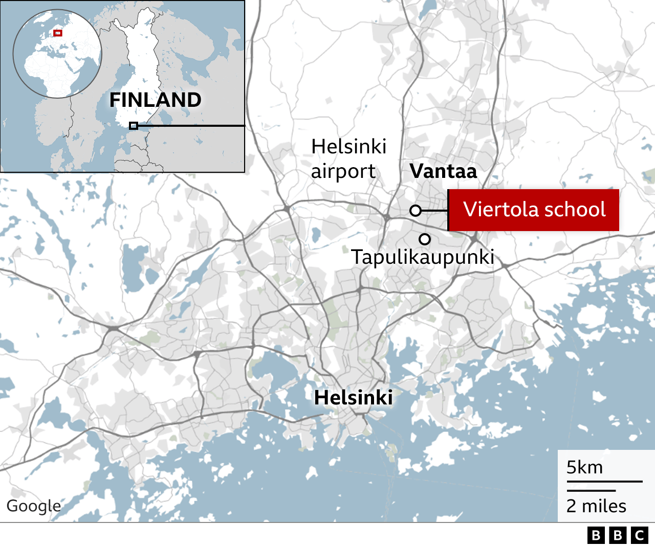 Map of Vantaa in Finland