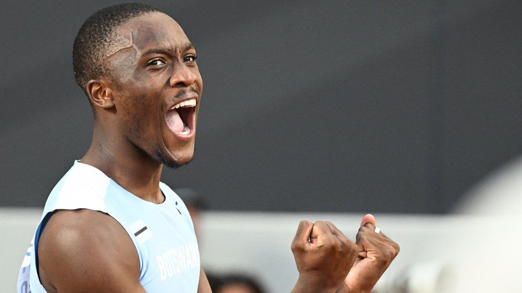 Letsile Tebogo celebrates at the World Athletics Championships in 2023