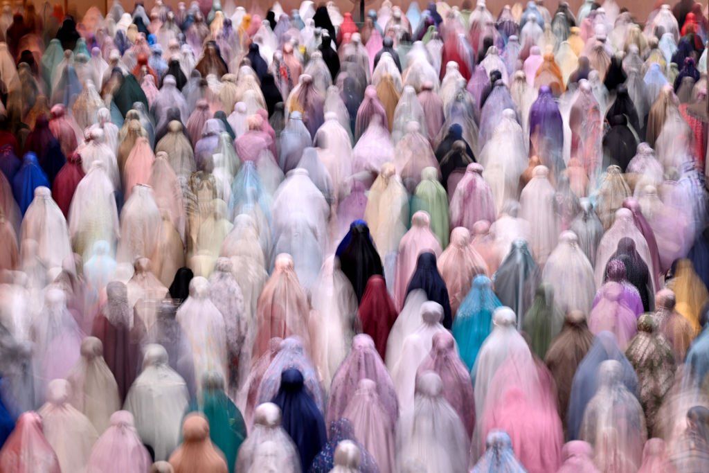 Muslims offer prayers in mosque in Jakarta