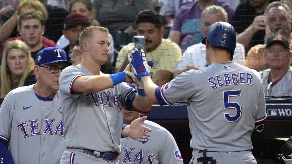 Texas Rangers shortstop Corey Seager celebrates a home run