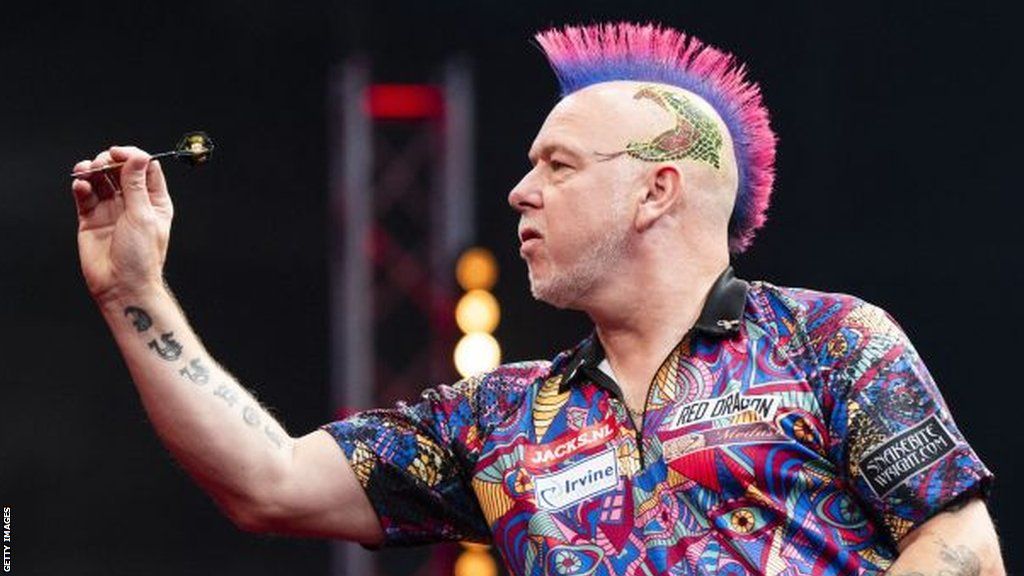 Peter Wright throwing a dart