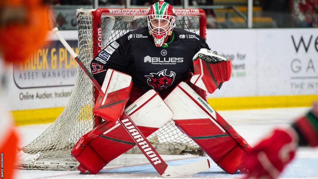 Ben Bowns in the net for Cardiff Devils