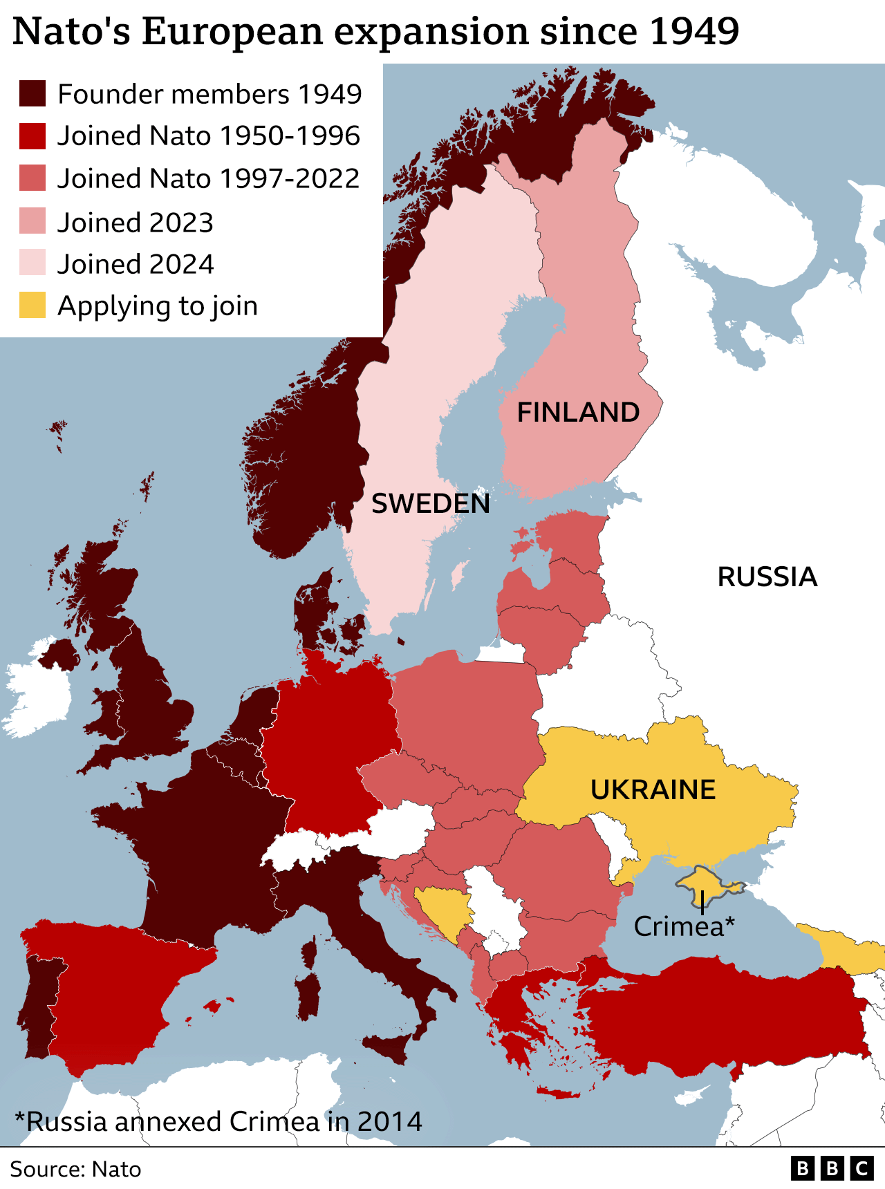 Nato members states, including recent joiners Sweden and Finland (March 2024)
