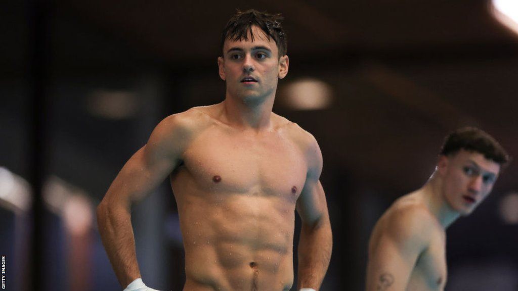 Tom Daley competing at the British National Diving Cup.