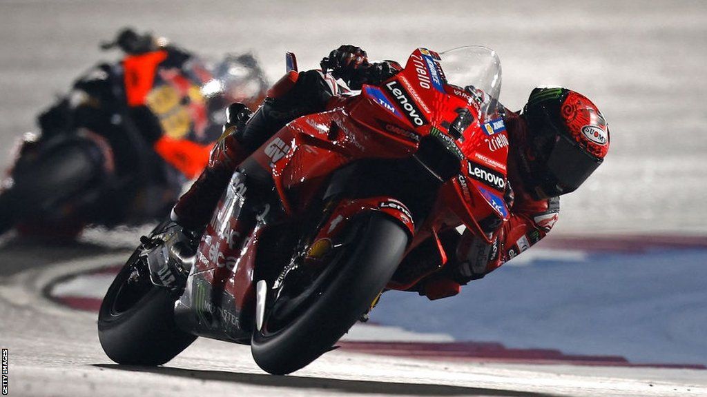 Francesco Bagnaia in action at the Qatar MotoGP