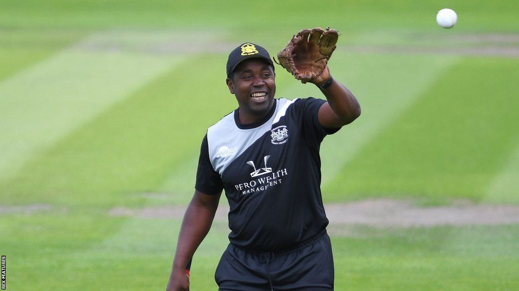 Mark Alleyne catches a ball during a session with Gloucestershire in 2021