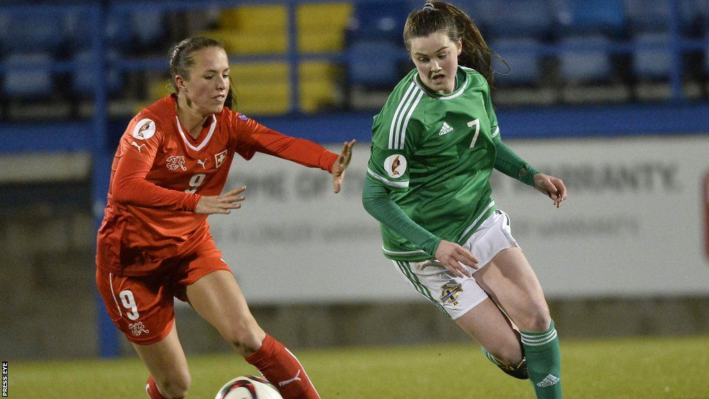 Aimee Mackin in action for Northern Ireland against Switzerland in a European Championship qualifier in 2015
