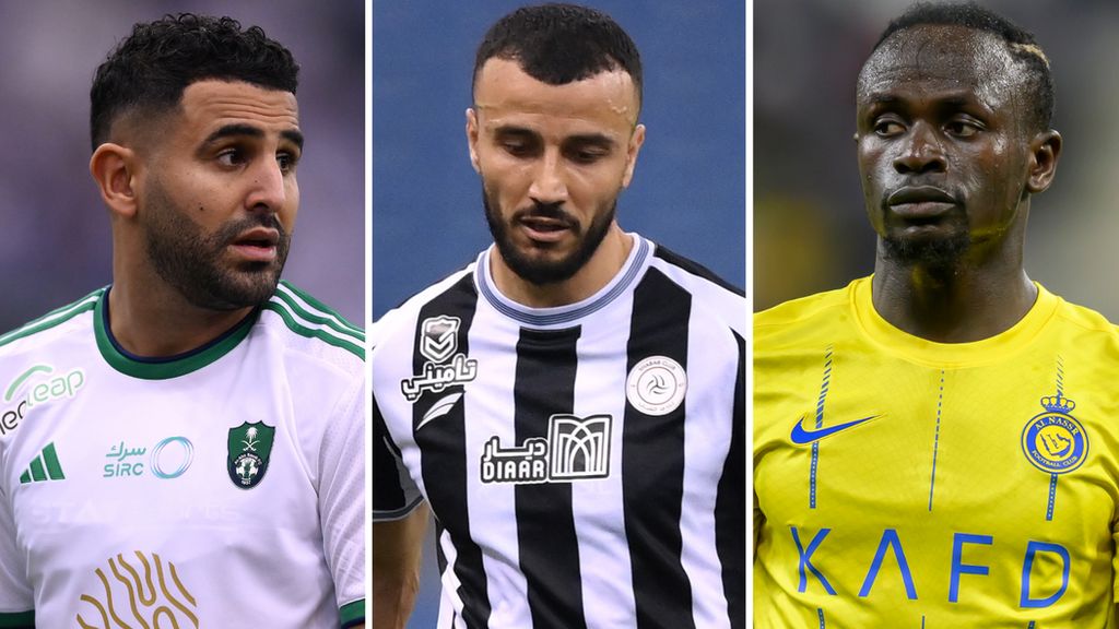 Riyad Mahrez, Romain Saiss and Sadio Mane in action for Saudi Arabian clubs
