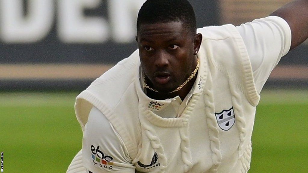 Jason Holder bowling for Worcestershire