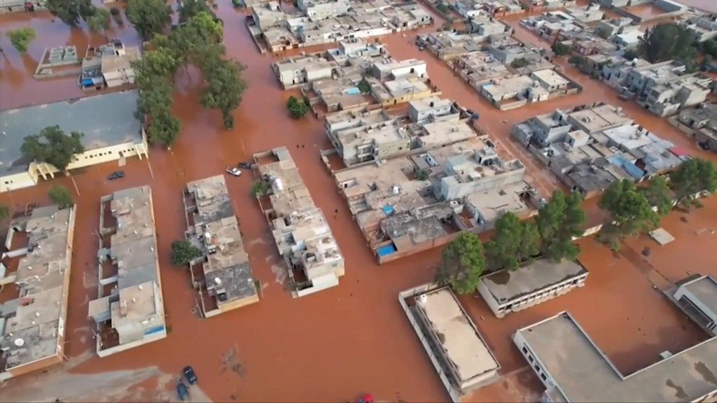 Derna neighbourhood flooded