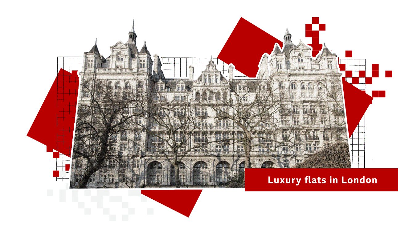 Stylised graphic showing luxury flats in London