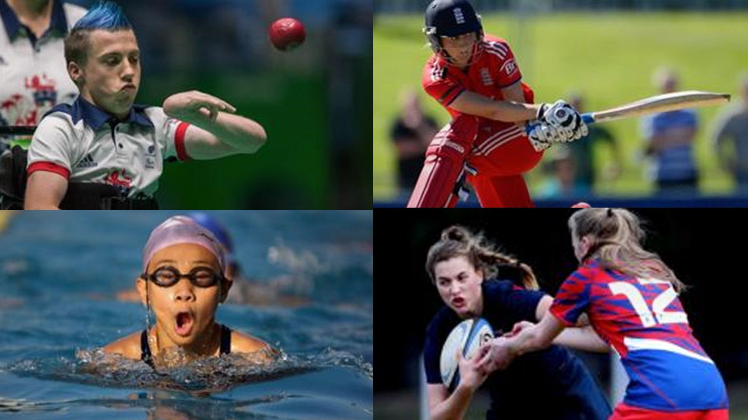 A montage of sports being played