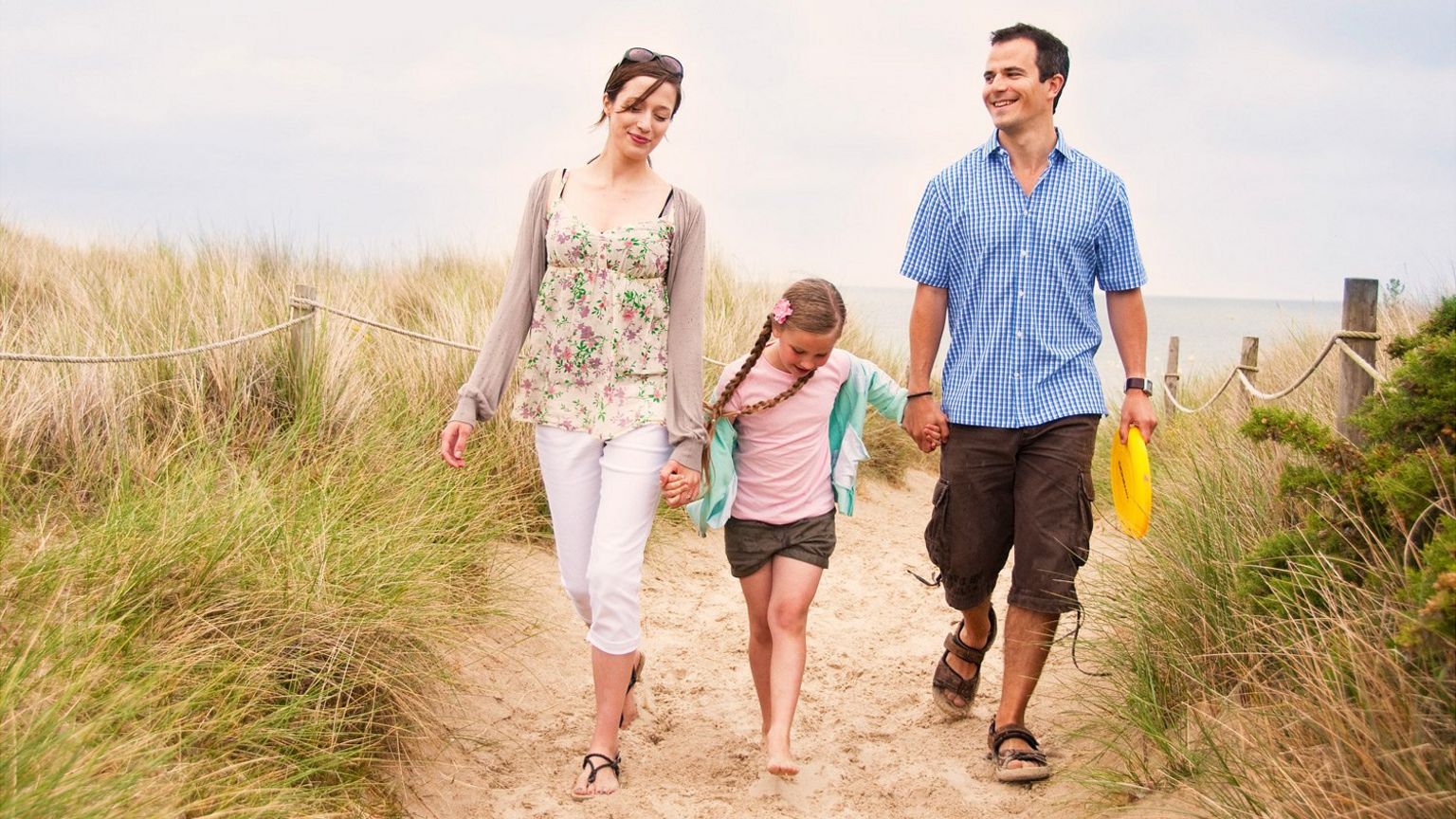 Family at a UK beach