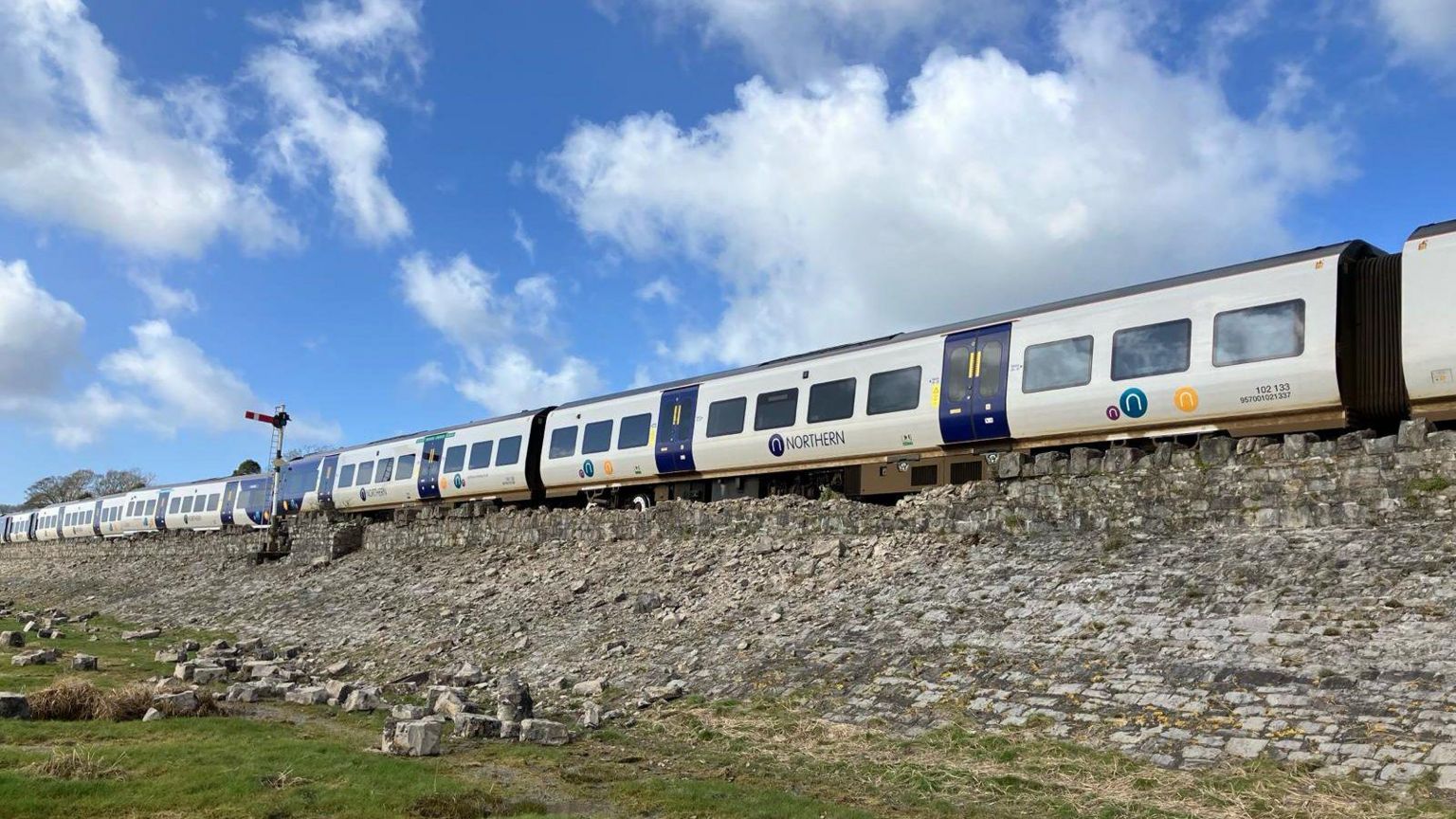 A side on view of the train