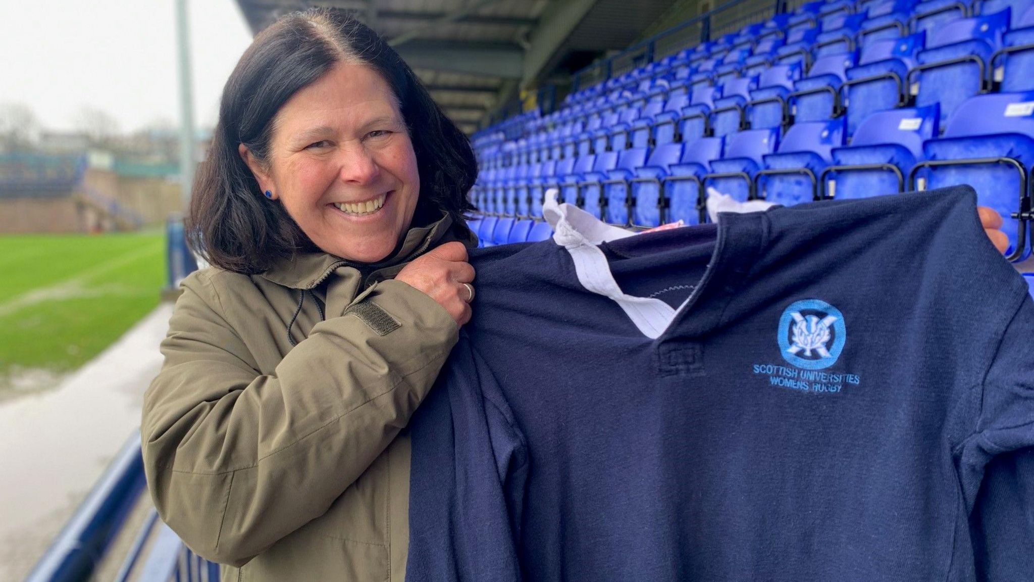 Sheila still has the heavy cotton jersey she pulled on to play for the Scottish Universities team