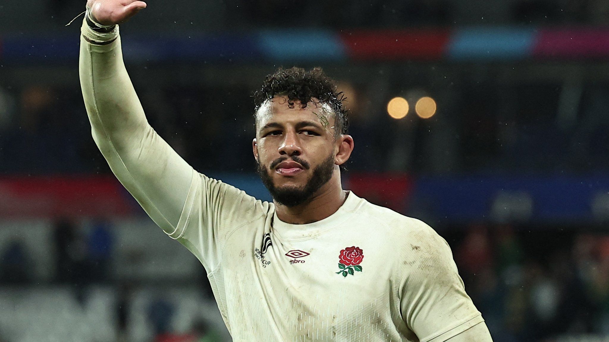 Courtney Lawes acknowledges the crowd after England's World Cup exit