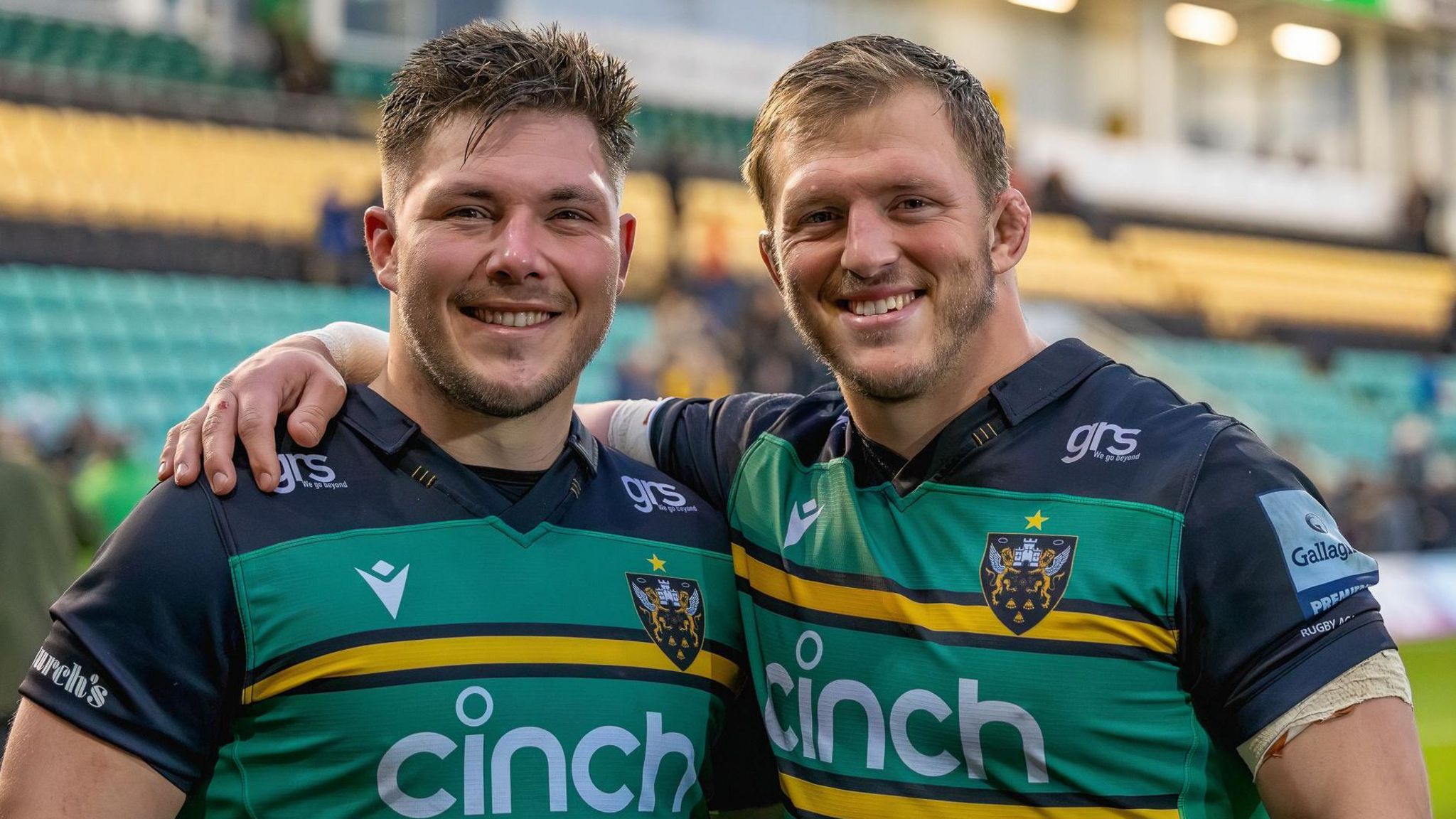 Ethan and Alex Waller in Saint's kit