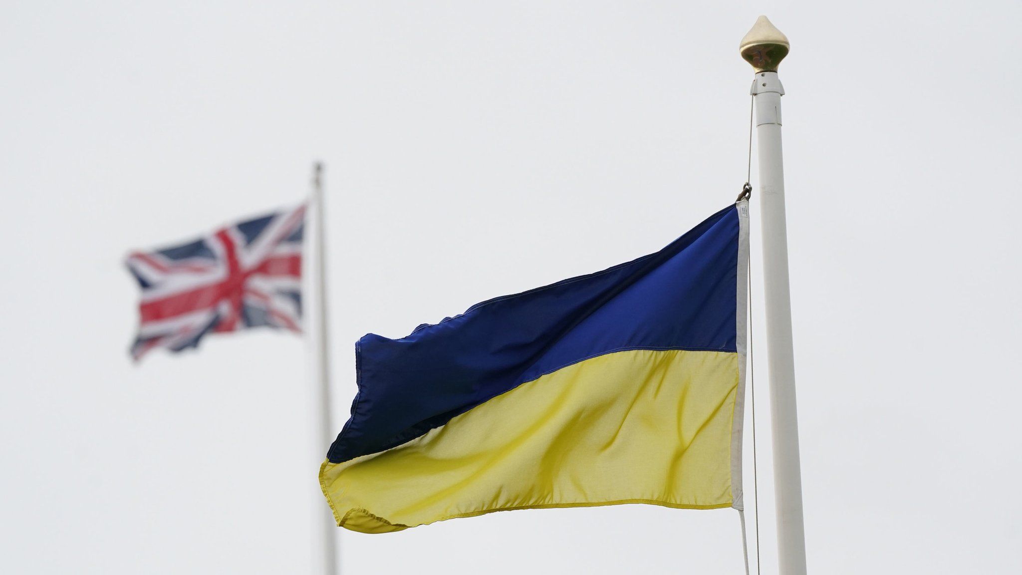 UK and Ukraine flags fly alongside one another