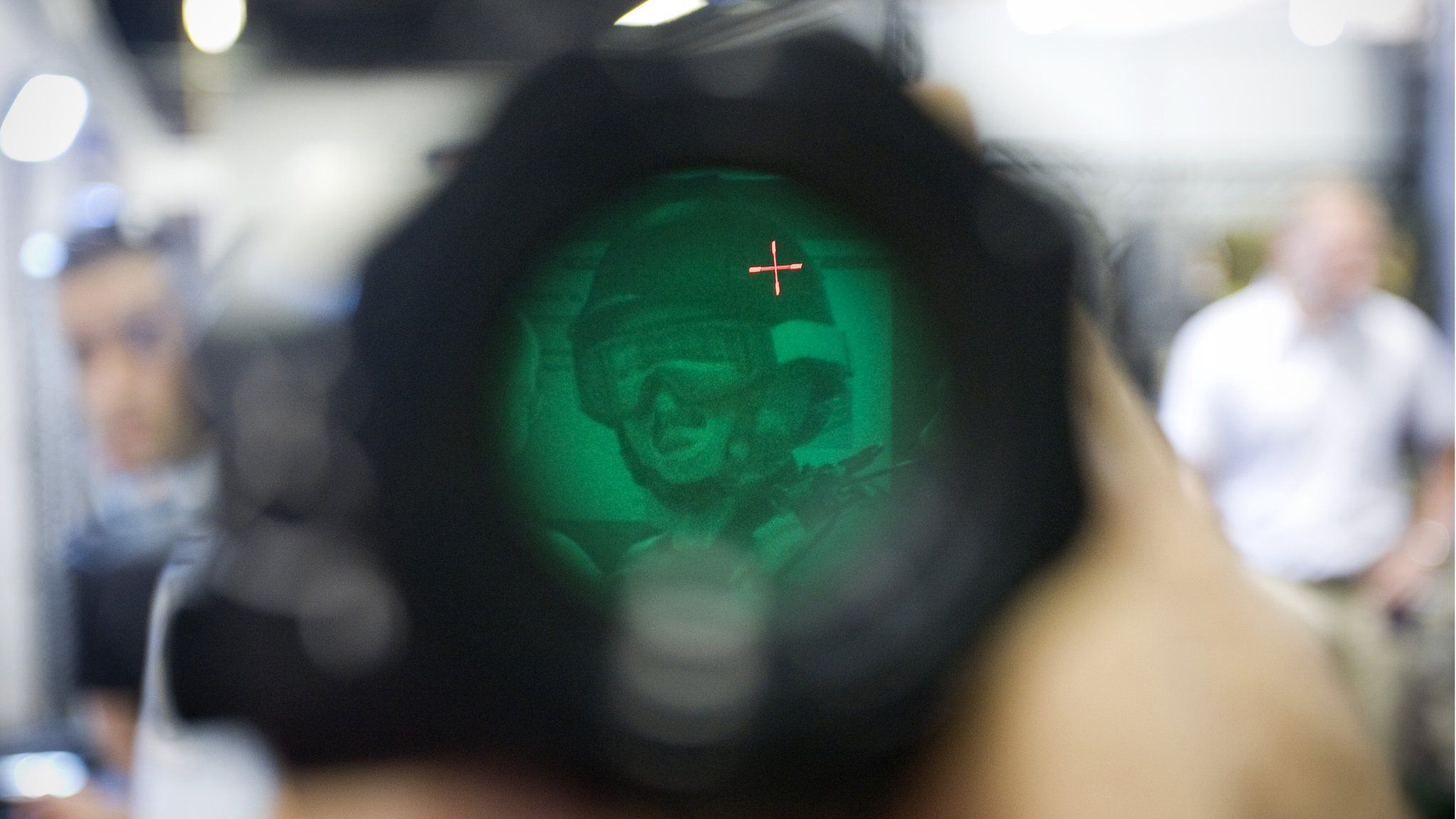 View through nightvision binoculars at Israel Defense exhibition in Tel Aviv (file photo)