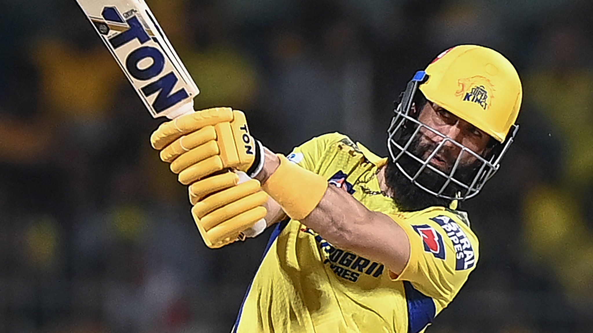 Chennai Super Kings' Moeen Ali plays a shot during the Indian Premier League (IPL) Twenty20 first qualifier cricket match between Chennai Super Kings and Gujarat Titans at the MA Chidambaram Stadium in Chennai on May 23, 2023.