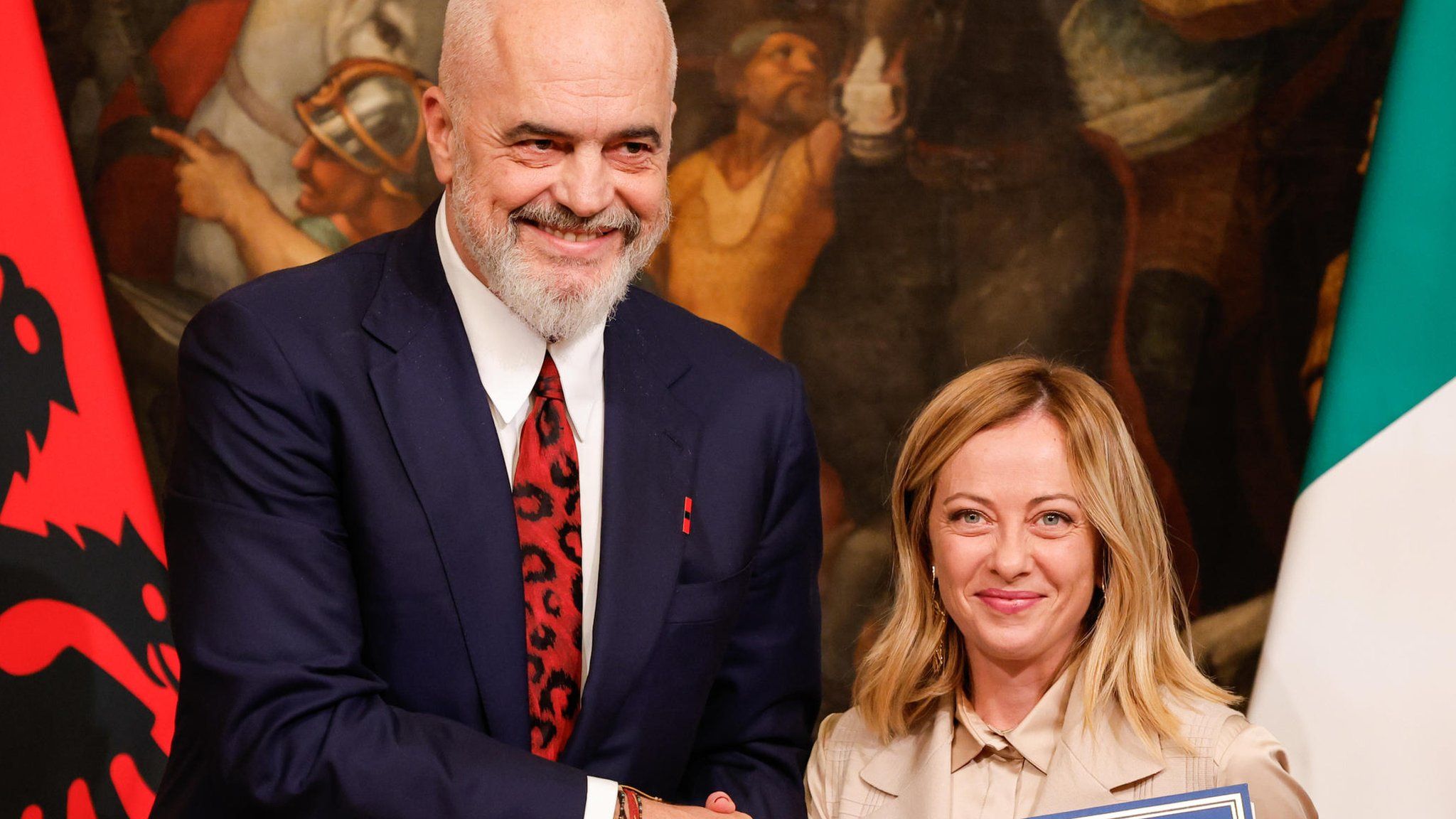 Italian Prime Minister Georgia Meloni and her Albanian counterpart Edi Rama