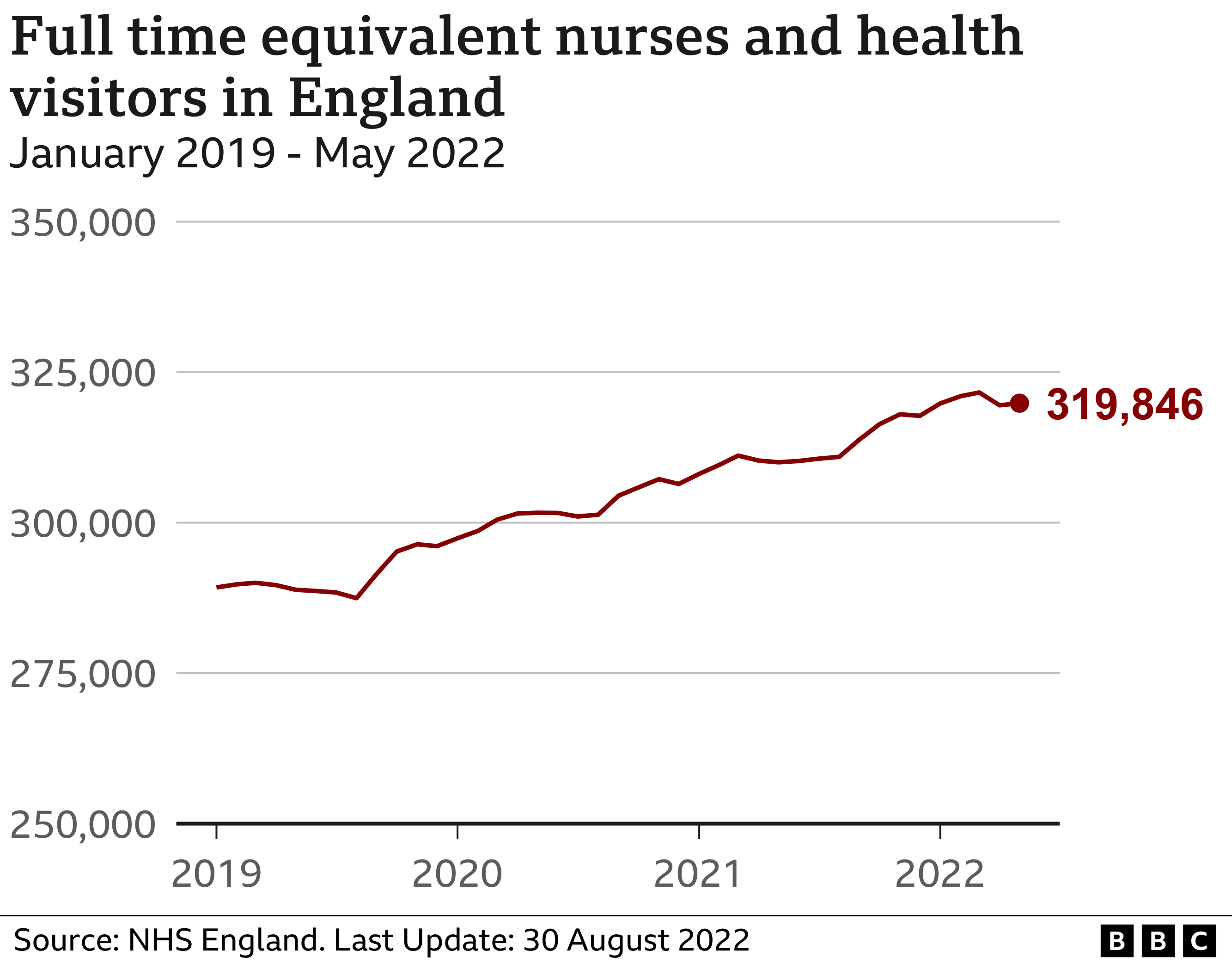 Chart showing nurse numbers in England