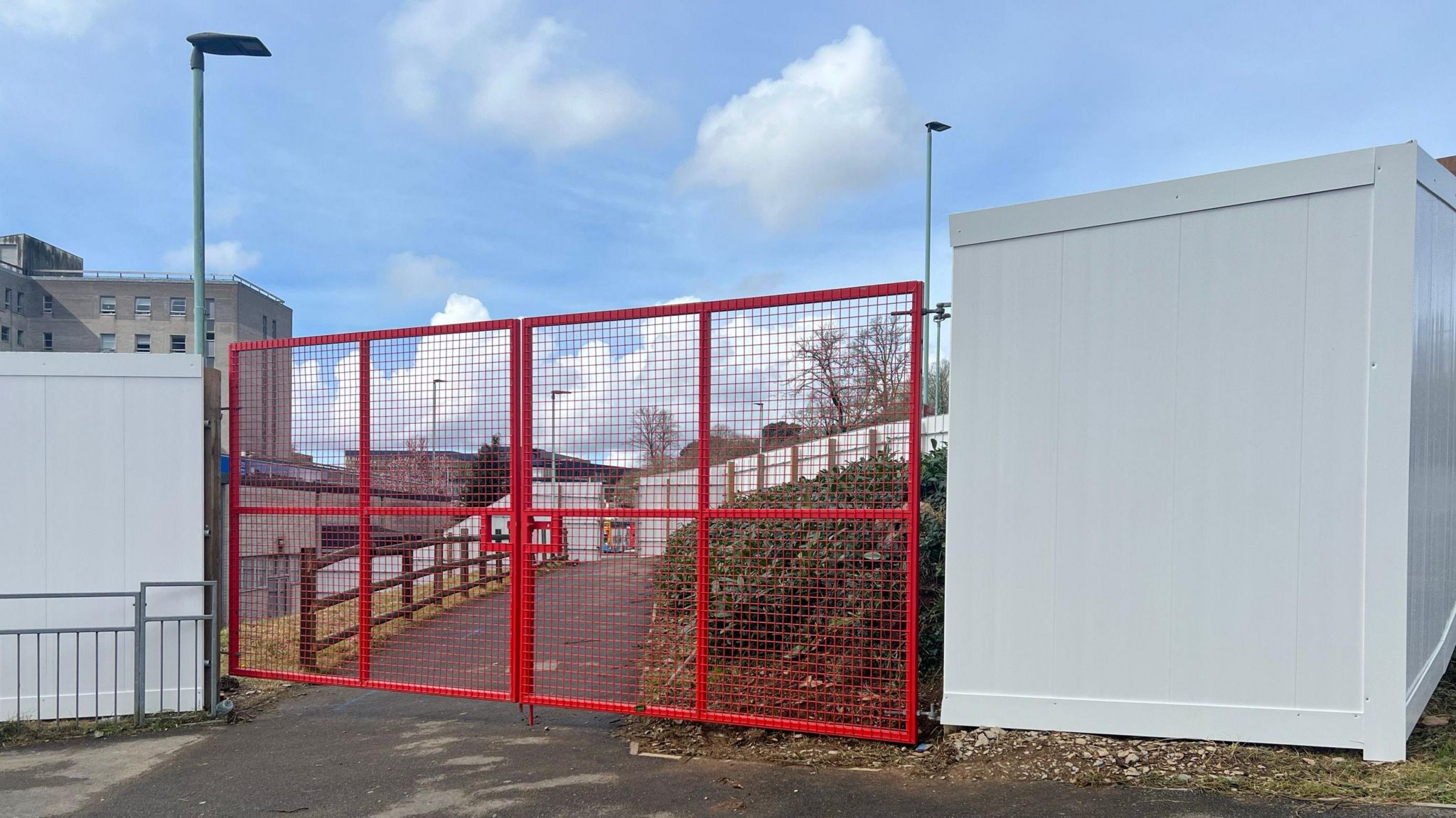 Fenced of pathway at Derriford Hospital